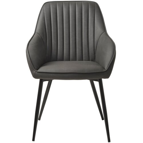 Unique Furniture Temno sivi jedilni stoli iz umetnega usnja z nasloni za roke v kompletu 2 ks Nolan Stripe &amp;ndash; Slike