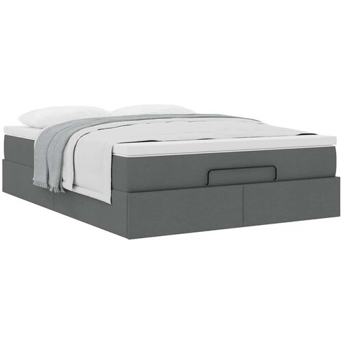  Otomanski krevet s madracem tamnosivi 140x190cm od tkanine Slike