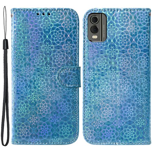 INORCO Za Nokia C32 PU usnjena denarnica na preklop, ble&amp;scaron;čeč cvetlični vzorec, zložljivo stojalo, pokrov za telefon, (22036454) Slike