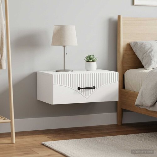  Noćni ormarić za montažu na zid 2 kom. Bijela 49 x 34,5 x 20 cm Slike