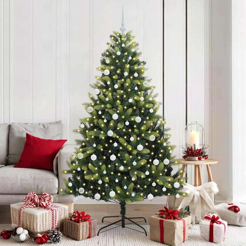 vidaXL Umjetno savitljivo božićno drvce sa 300 LED-a Zelena 180 cm Cijene