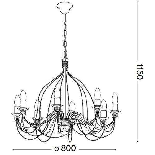 Ideal Lux luster na lancu corte 8xE14/40W/230V fi 80 cm bakar Slike