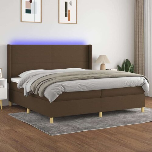  Box spring postelja z vzmetnico LED temno rjava 200x200cm blago, (20900250) Slike