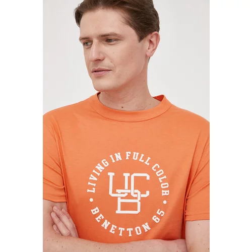 United Colors Of Benetton Pamučna majica boja: narančasta, s tiskom