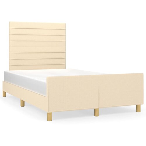 vidaXL posteljni okvir z vzglavjem krem 120x200 cm blago, (20904170) Cene