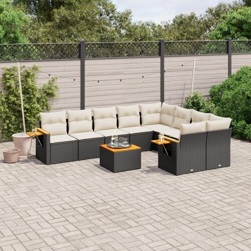 vidaXL 10-dijelni set vrtnih sofa s jastucima crni od poliratana Cijene