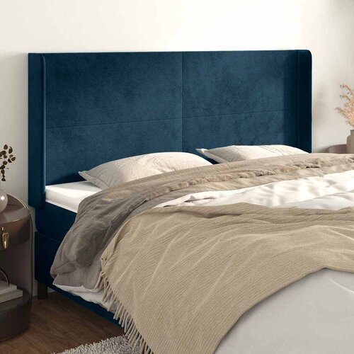  Uzglavlje s u&scaron;ima tamnoplavo 203x16x118/128 cm bar&scaron;unasto Cijene
