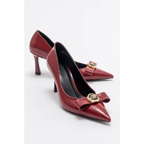 LuviShoes LIVENZA Women's Burgundy Patent Leather Heeled Shoes