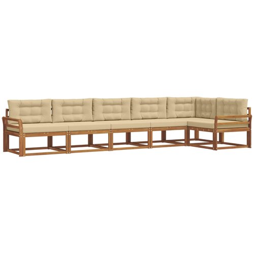  Set vanjskih sofa 6 kom. Prirodna i bež Smeđa 408 x 170,5 x 73 cm Slike