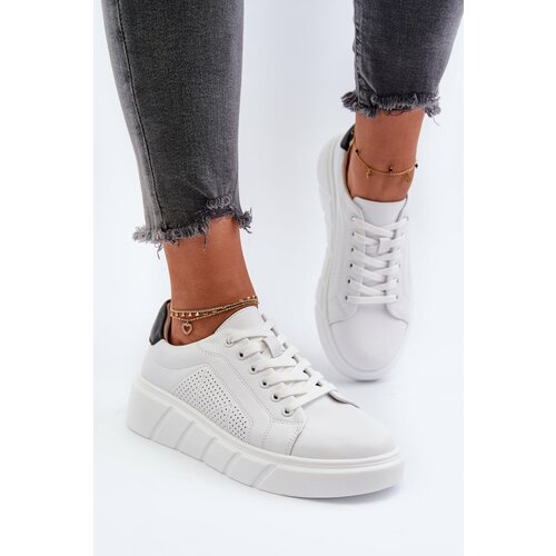 Kesi Women's leather platform sneakers white Gatira Slike