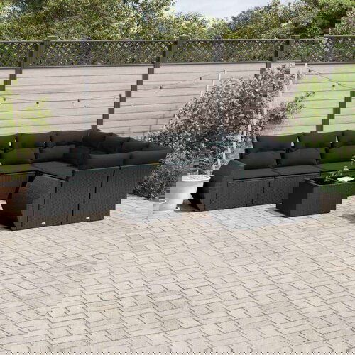  10-dijelni set vrtnih sofa s jastucima crni od poliratana Cijene