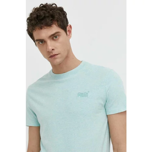 Superdry Bombažna kratka majica moški, turkizna barva