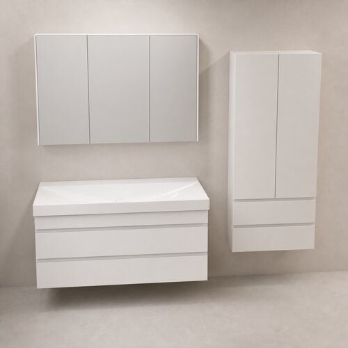 Kolpa San Naomi Set Delux 100cm Bela (Ormarić sa umivaonikom + Ogledalo/ormarić + Visoki ormarić) Cene