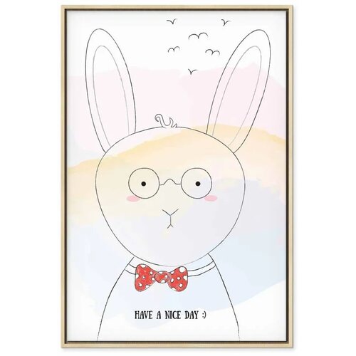  Slika - Greetings from Rabbit (1 Part) Vertical 80x120 U prirodnom drvenom okviru Slike