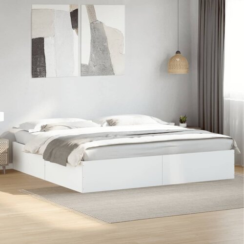  The Living Store Posteljni okvir bel 200x200 cm inženirski les - Posteljni Okvir, (21445835) Slike