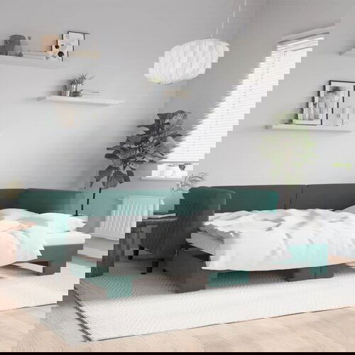 VidaXL Izvlečna dnevna postelja temno zelena 90x200 cm žamet Slike