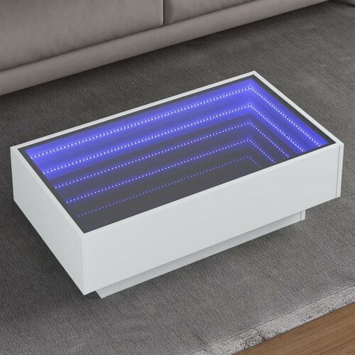 VidaXL Klubska mizica LED bela 90x50x30 cm inženirski les Slike
