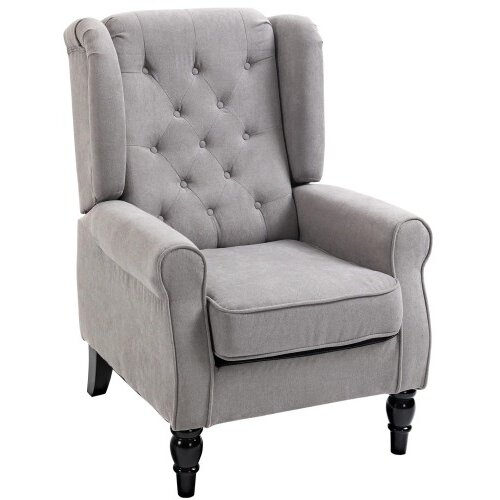 Nesta Enosedni sprostitveni fotelj, u&scaron;esni fotelj 74 x 86 x 102 cm, dekorativni stol s pre&scaron;itim dizajnom, lesene noge, poliester, siv, eleganten udobje za, (5000493762) Cene