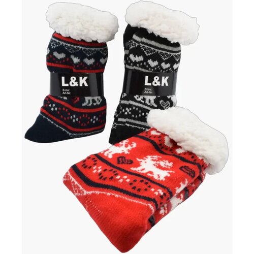 Novogodišnje Čarape Set Crvene-Crne-Teget Slike
