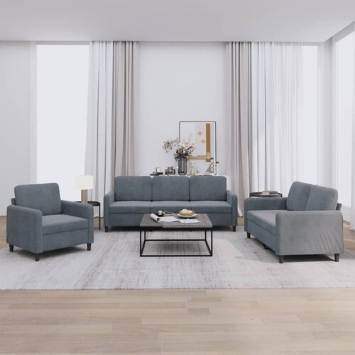 VidaXL 3-dijelni set sofa tamnosivi bar&amp;scaron;unasti Slike