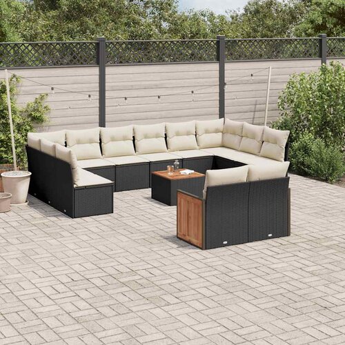  13-dijelni set vrtnih sofa s jastucima poliratan crni Cijene