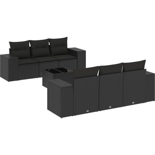  7-dijelni set vrtnih sofa od poliratana s jastucima crni Crna 83 x 62 x 69 cm Slike