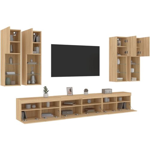 VidaXL 7-dijelni set zidnih TV ormarića LED boja hrasta sonome Slike