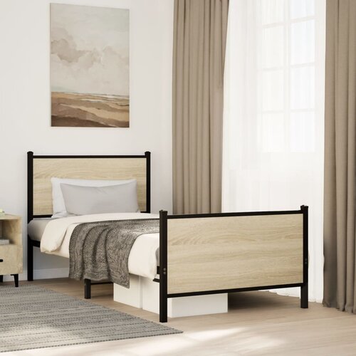 Furnova Kovinski posteljni okvir brez vzmetnice sonoma hrast 80x200 cm, (21941301) Slike
