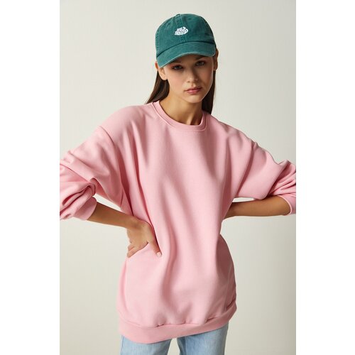 Happiness İstanbul Women's Pink Charcoal Basic Sweatshirt Slike