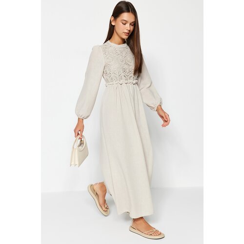 Trendyol Guipure Detailed Woven Ecru Dress Cene