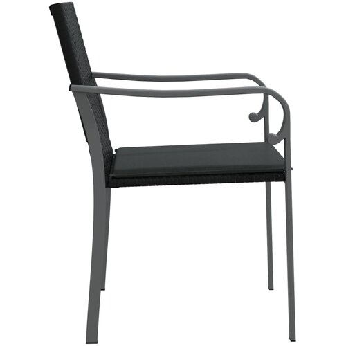  Vrtne stolice s jastucima 2 kom crne 56x59x84 cm od poliratana Slike
