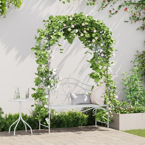 vidaXL Klupa Bijela Metal 121 x 48 x 200 cm Dekorativni umetci Cijene