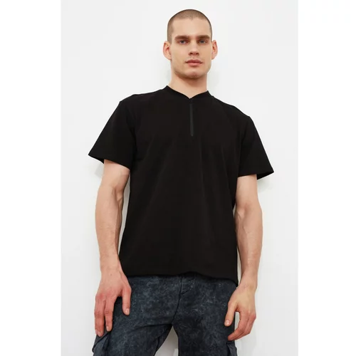 Trendyol Black Men's Slim Fit Zippered T-Shirt