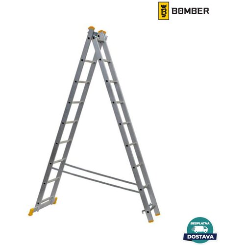 Bomber merdevine aluminijumske dvodelne 2x9 - 3,8m Cene