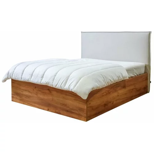 Bobochic Paris Bež/u prirodnoj boji bračni krevet s prostorom za odlaganje s podnicom 160x200 cm Cara –