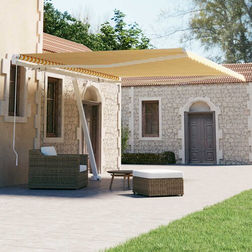 Tenda Samostojeća tenda na ručno uvlačenje 450 x 300 cm žuto-bijela Cijene