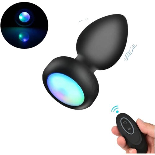 Mrow svetleč, radijsko voden, baterijski analni vibrator (črn) Cene