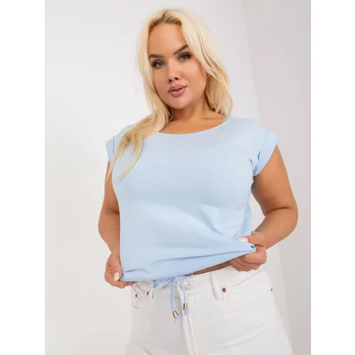 Fashion Hunters Light blue plus size blouse with cut-out