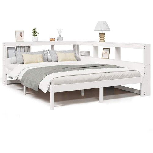 Maison Chic Posteljni Okvir - Dvoposteljna postelja brez vzmetnice bela 135x190 cm trdna borovina, (22082292) Slike