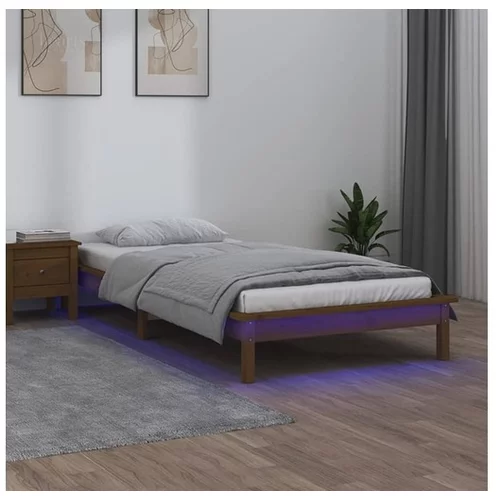  LED posteljni okvir medeno rjav 90x200 cm trles