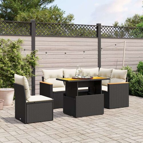  6-dijelni set vrtnih sofa s jastucima crni od poliratana Slike