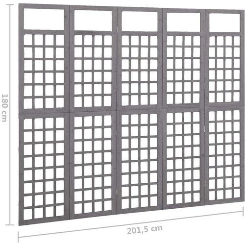 VidaXL Pregrada/re&amp;scaron;etka s 5 panela od jelovine siva 201,5 x 180 cm Slike