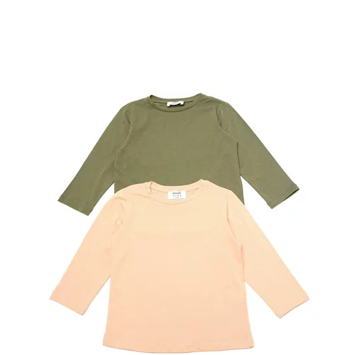 Trendyol Khaki-Beige 2-Pack Boy's Basic Knitted T-Shirt
