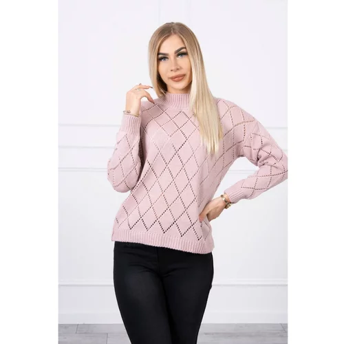 Kesi Sweater high neck with diamond pattern powder pink