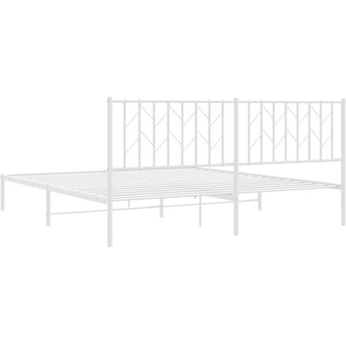 VidaXL Metalni okvir za krevet s uzglavljem bijeli 183x213 cm Slike