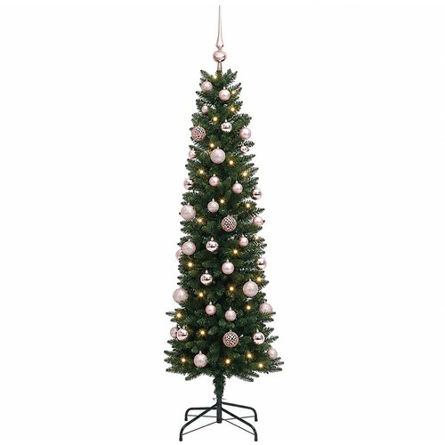  Umjetno usko božićno drvce s kuglicom 120 cm 150 LED lampica Slike