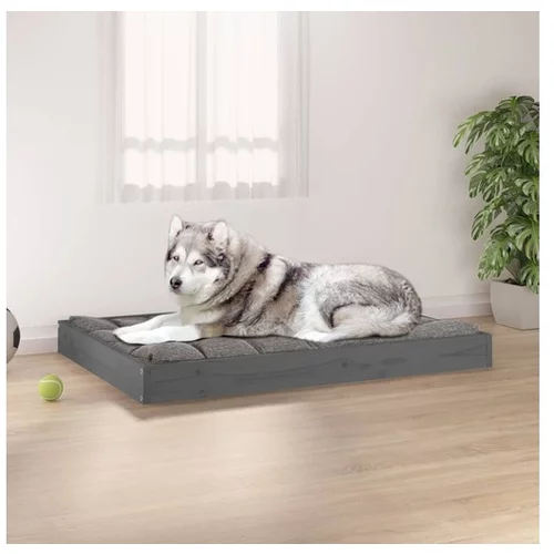  Pasja postelja siv 101,5x74x9 cm trdna borovina