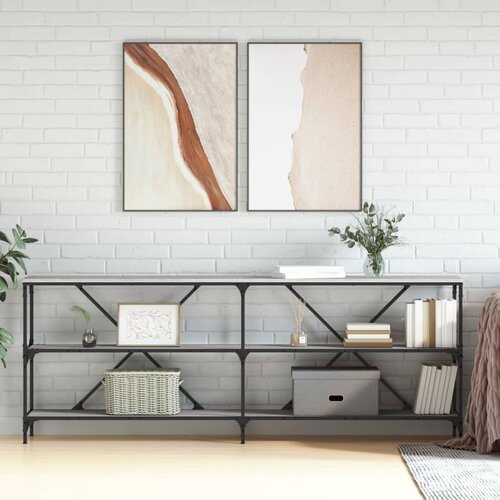The Living Store Konzolna mizica siva sonoma 200x30x75cm inž. les in železo - Konzolna Mizica, (21438038) Slike