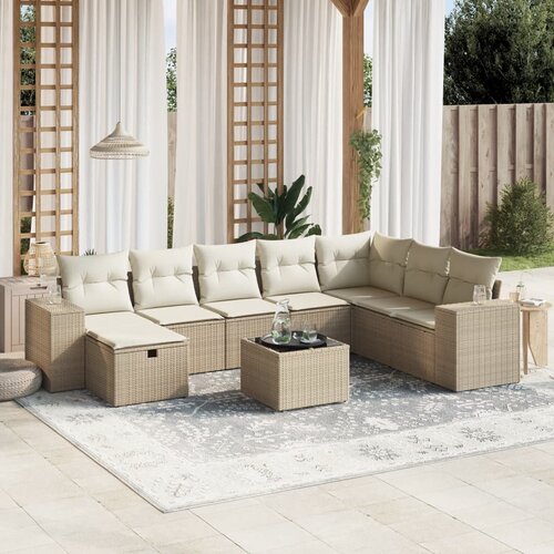 vidaXL 9-dijelni set vrtnih sofa s jastucima bež od poliratana Cijene