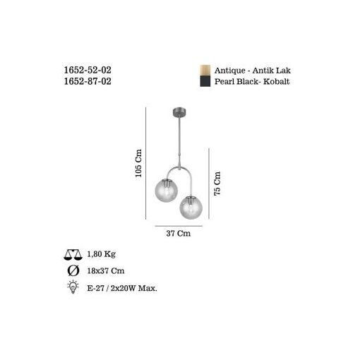 Opviq Luster Portemo-52-02, O18, 16.5cm, IP20 zlatne boje Slike